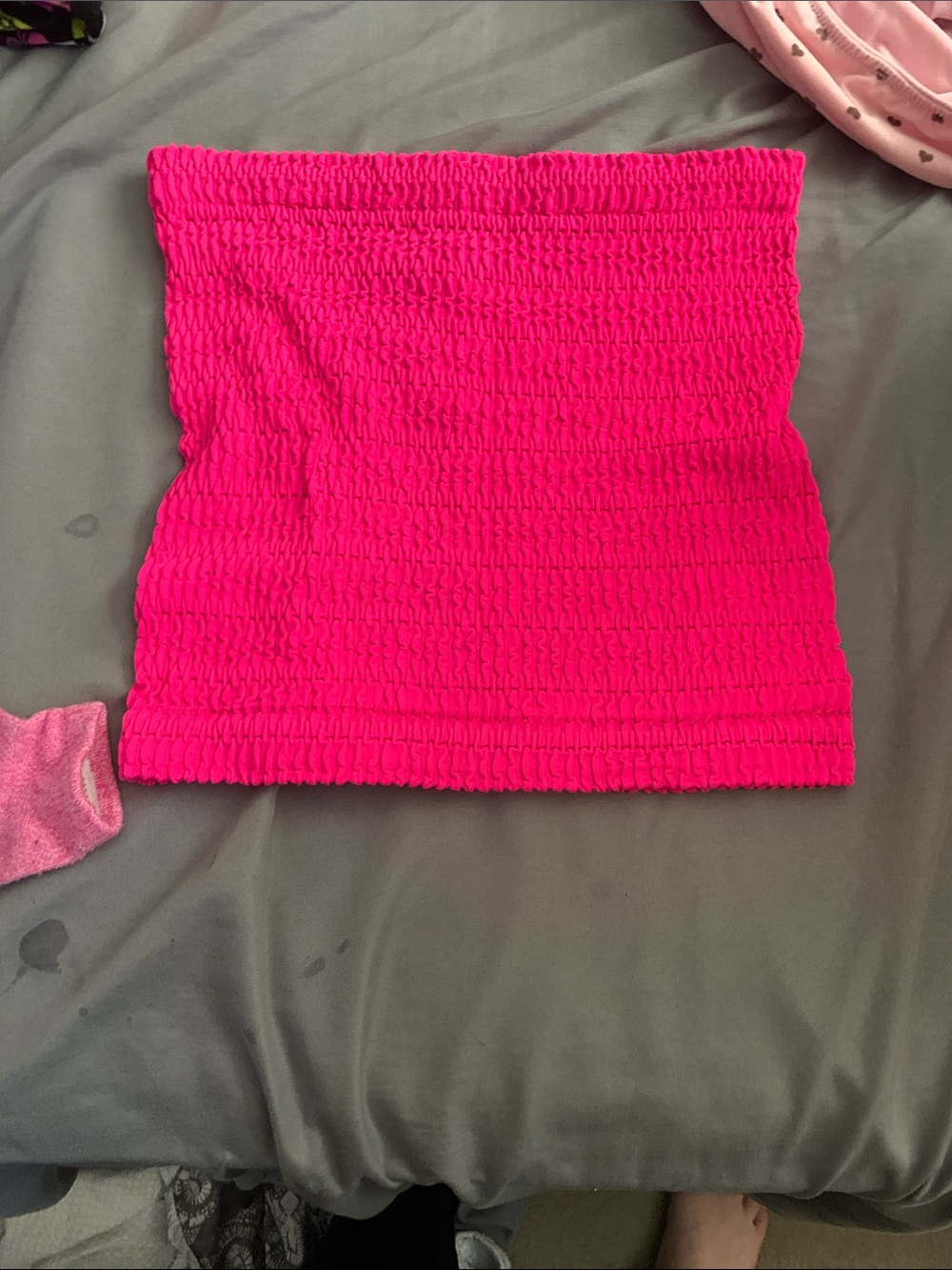 No Boundaries Hot Pink Smocked Tube Crop Top
